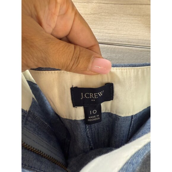 J.Crew Womens Blue Chambray Shorts Size 10 With Pockets &‎ Zip Closure - Picture 8 of 8